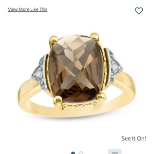 JWBR Jane Seymour-Smoky Quartz & Diamond Sterling Silver Ring-6.75